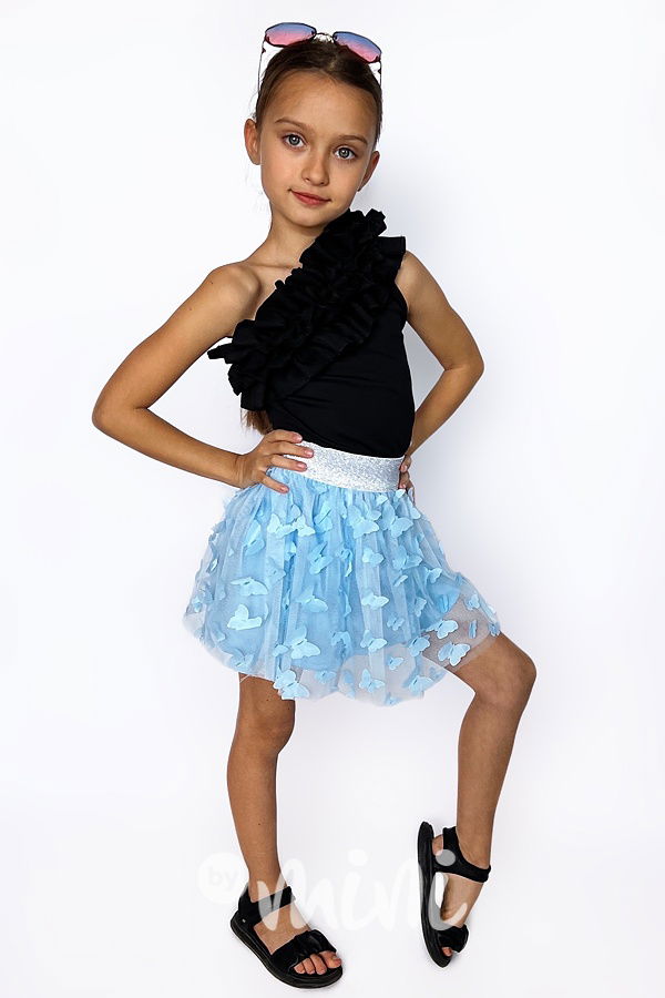 Maxi frill blůzka na jedno ramínko černá