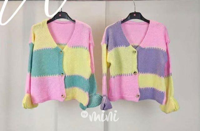 Patchwork svetřík pastel lila/pink