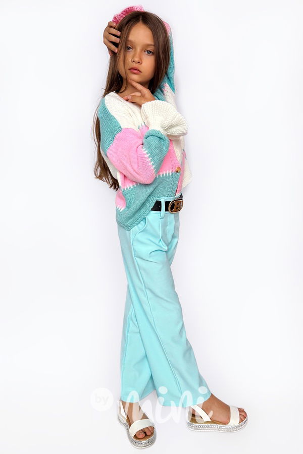 Široké kalhoty s páskem TYRKYS