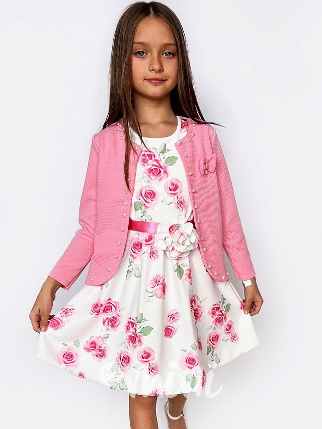 Kardigan s perličkami pink