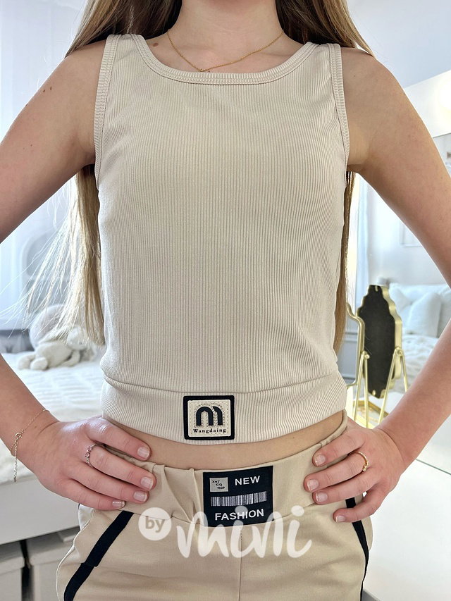 Crop tílko béžové