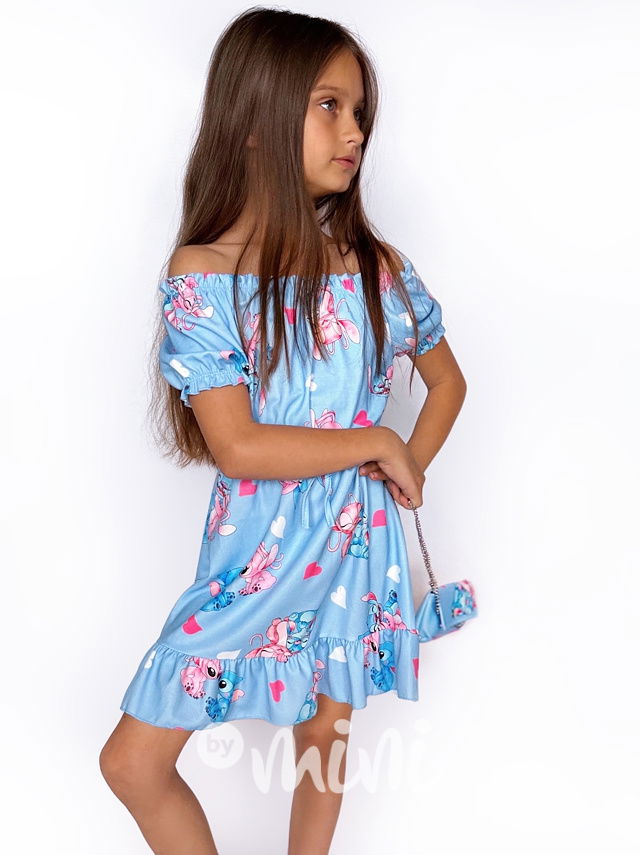 Lilo & Stitch letní šaty s kabelkou baby blue