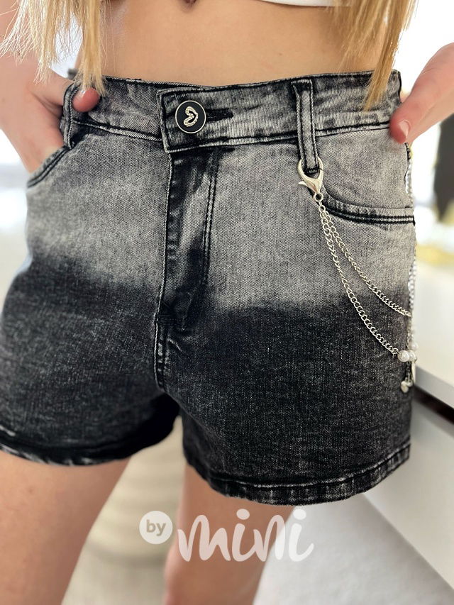 Denim ombre kraťasy  s řetízkem