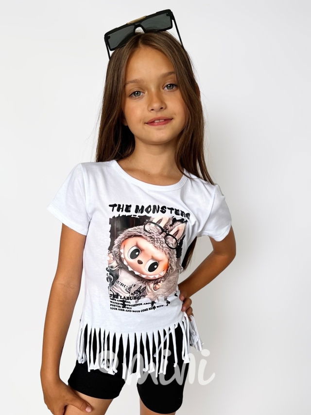Labubu triko MONSTERS třásničky bílé