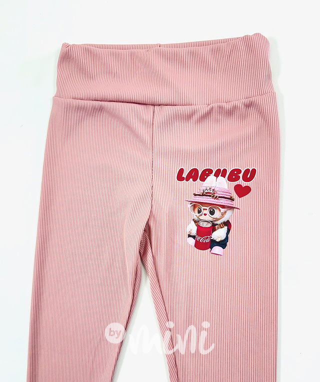 Labubu & Coca Cola legíny pudrové