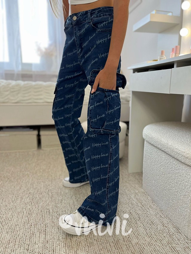 Happy denim cargo džíny