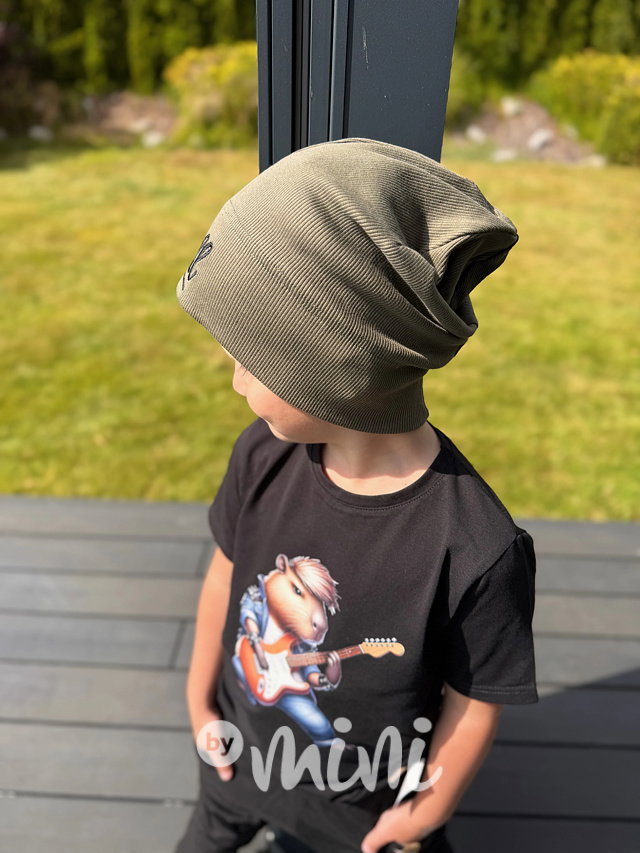 Chill spadlá žebrovaná houmles čepice khaki