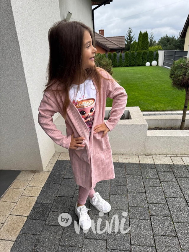 Podzimní dlouhý kardigan pink