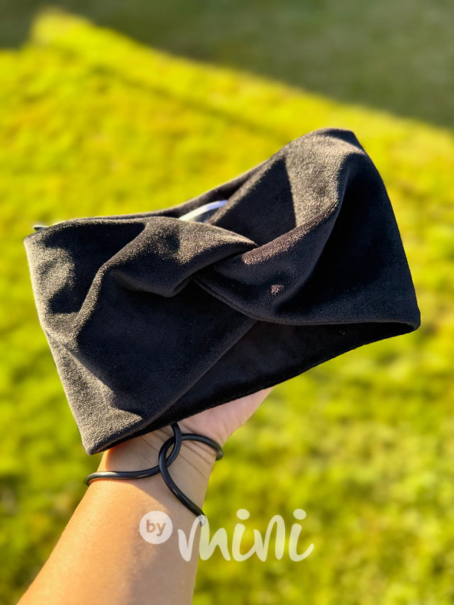 Soft velur čelenka BLACK