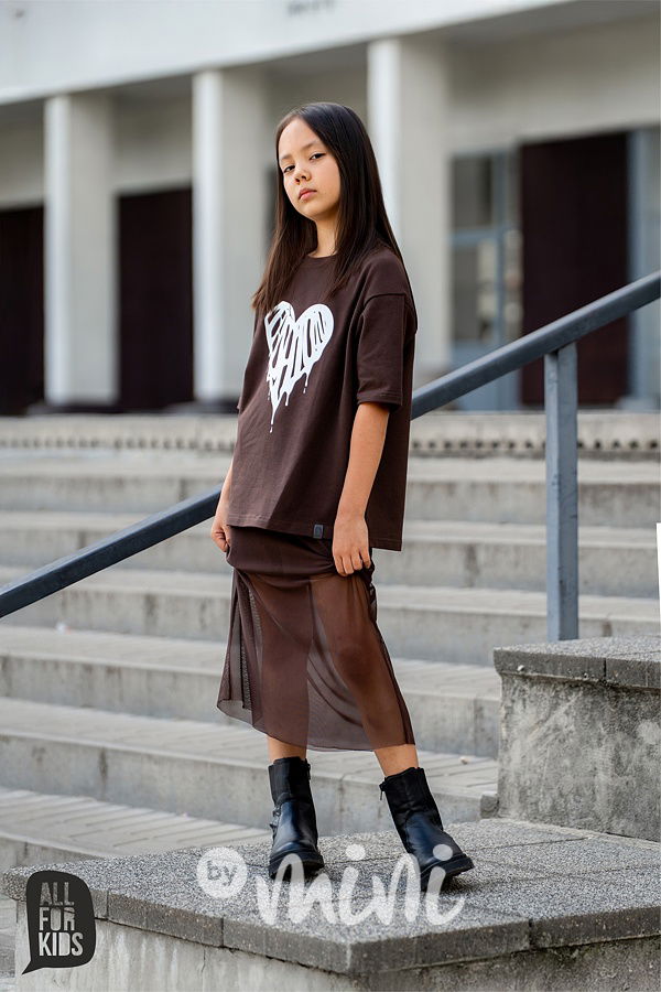 All for kids oversize triko HEART chocolate