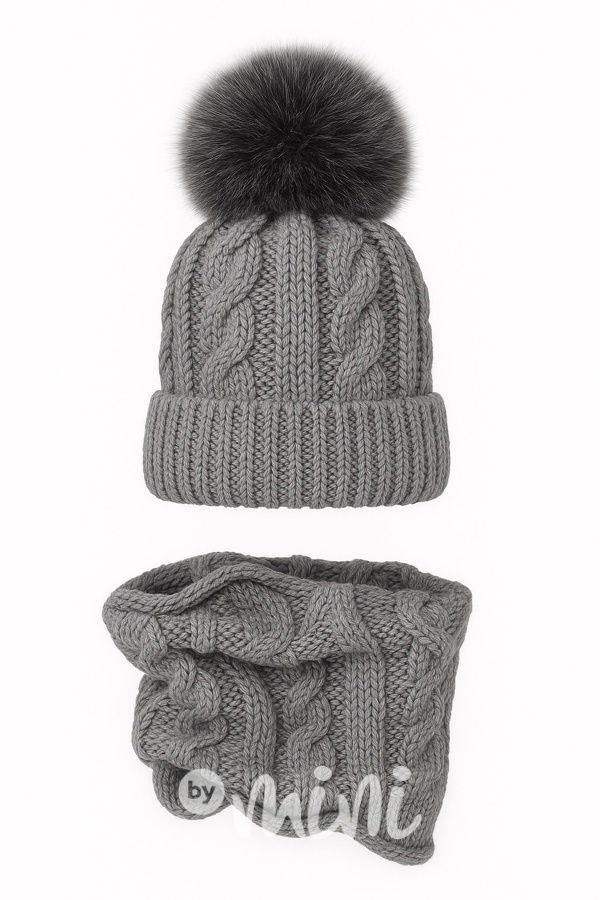 Šedý kulich + nákrčník DARK GREY