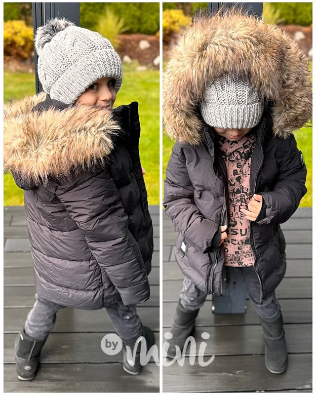 Zimní bunda s kožíškem černá