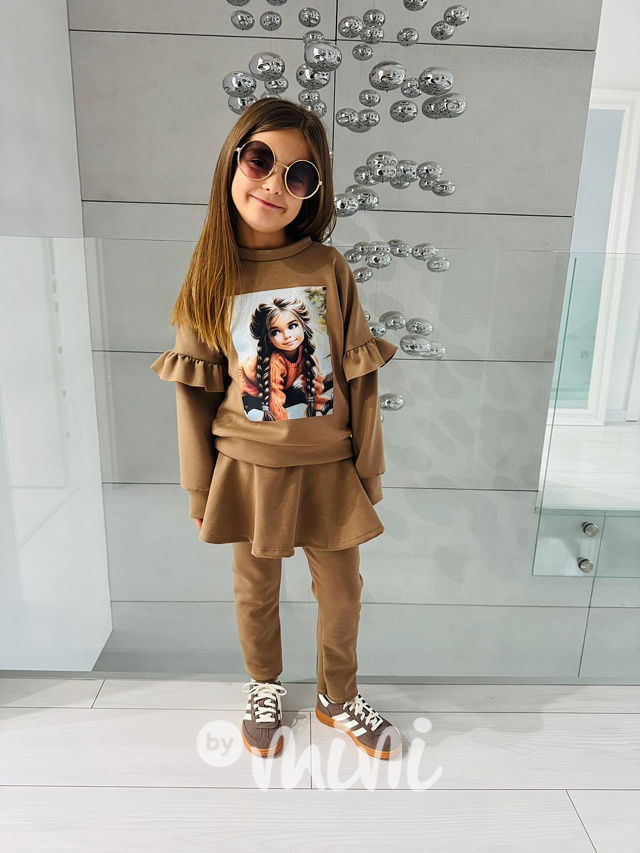 Sweetie mikina + legíny se sukýnkou beige