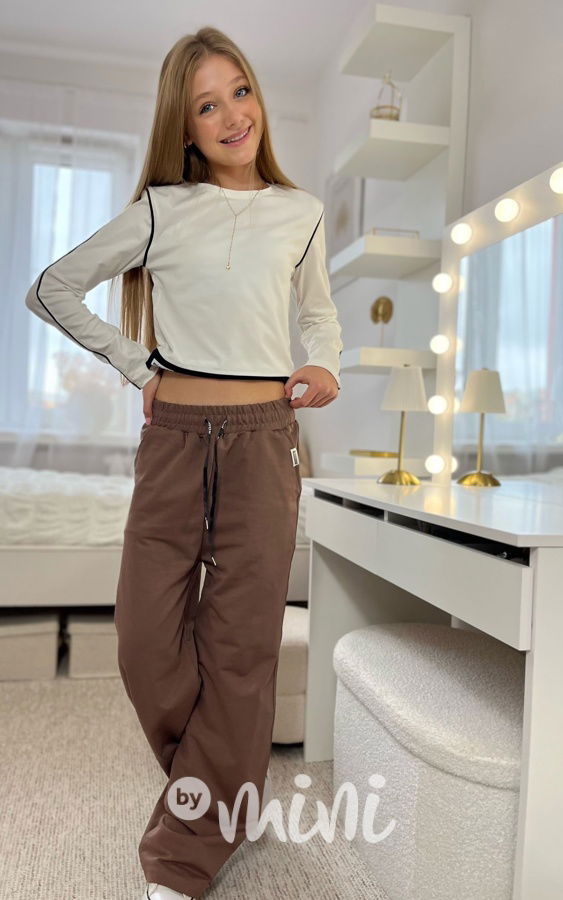 FASHION lounge volné tepláky chocolate