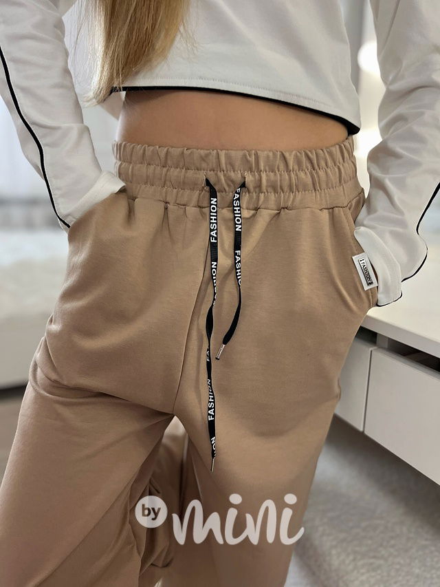 FASHION lounge volné tepláky beige