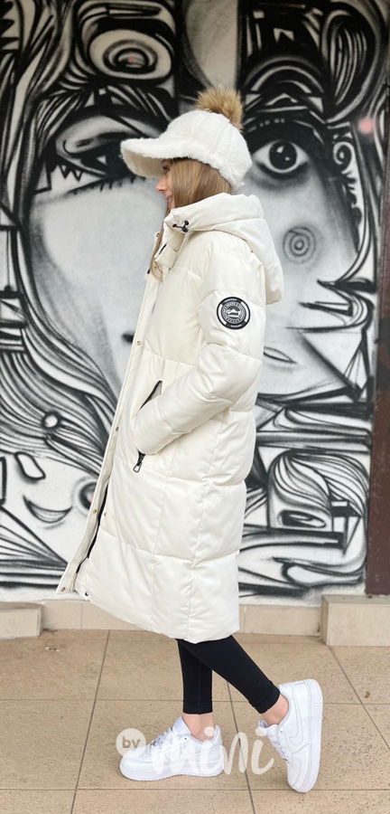 Maxi dlouhý zimní kabát SPORTY off white