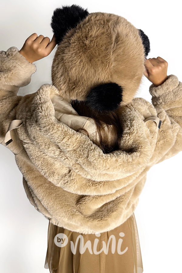 Panda chlupatá čepice hnědá