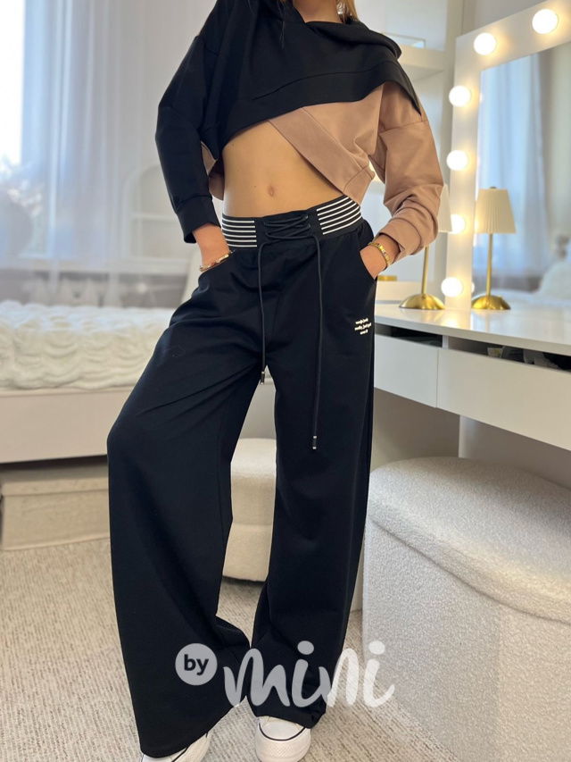 Fashion lounge volné černé kalhoty OVER