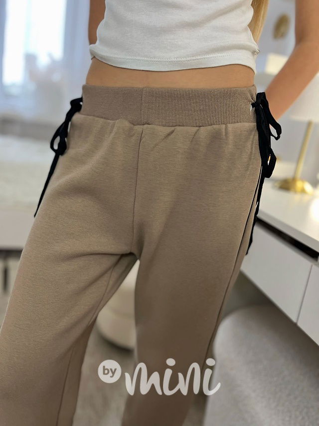 Thermo široké kalhoty béžové