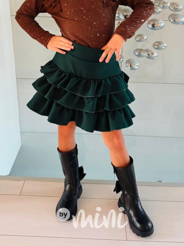 Vrstvená sukně smaragdová