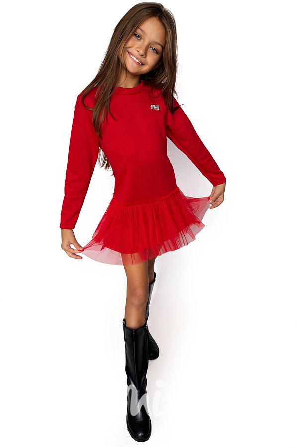 Tunikové šaty s tylem MIA červené