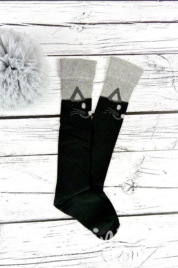 Kočičí nadkolenky black/grey