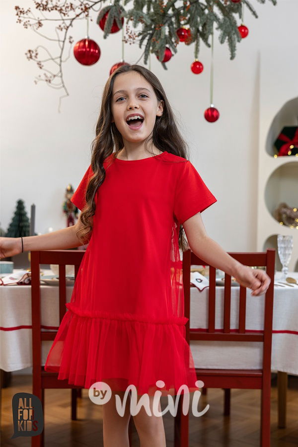 All for kids tylové šaty červené