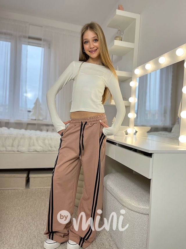 Fashion lounge volné tepláky pudrové