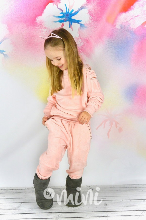 Velur perličková teplákovka pink