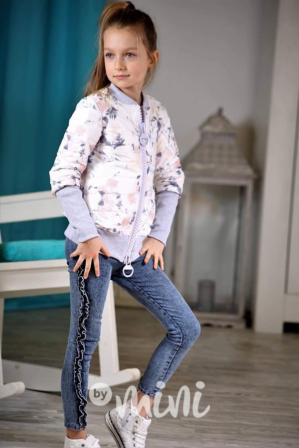 Jeans kalhoty s volánky