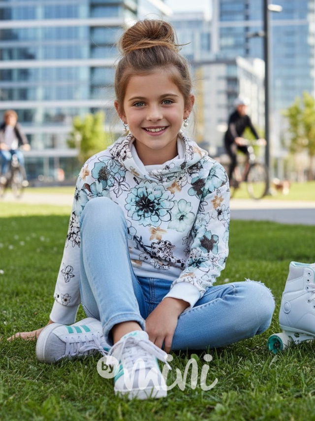 Mikina kytičky tyrkys