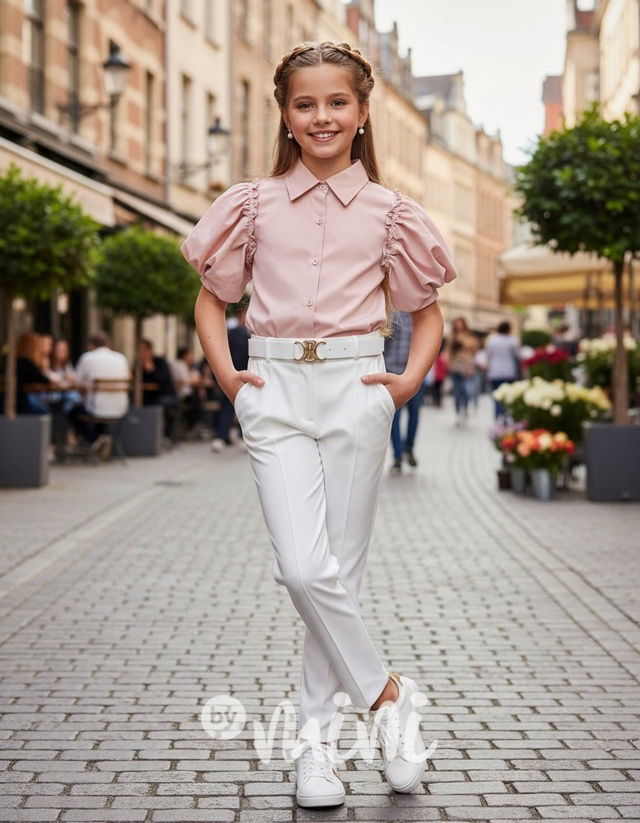 Bílé elegant kalhoty s páskem