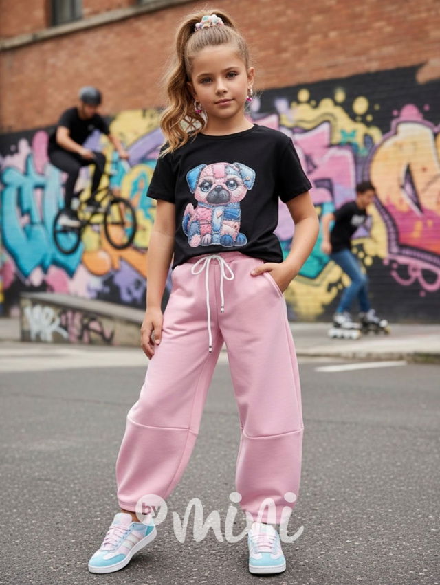 Volné široké kalhoty růžové