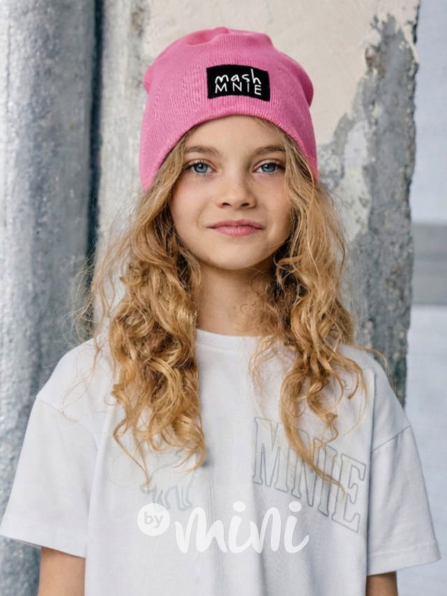 MASH MNIE žebrovaná čepice dark pink