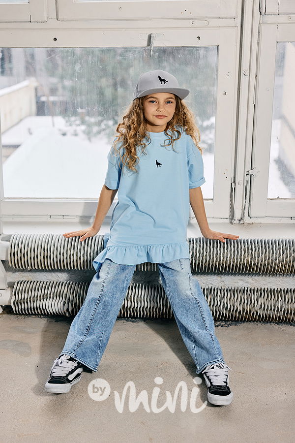 Mash Mnie soft denim volné kalhoty blue