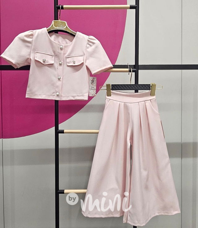 Pudrově růžový komplet