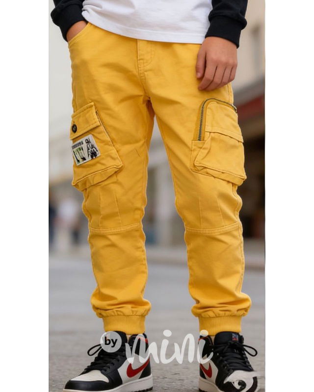 Cargo kalhoty s páskem žluté