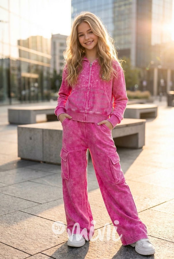 Soft cotton denim teenage souprava PINK