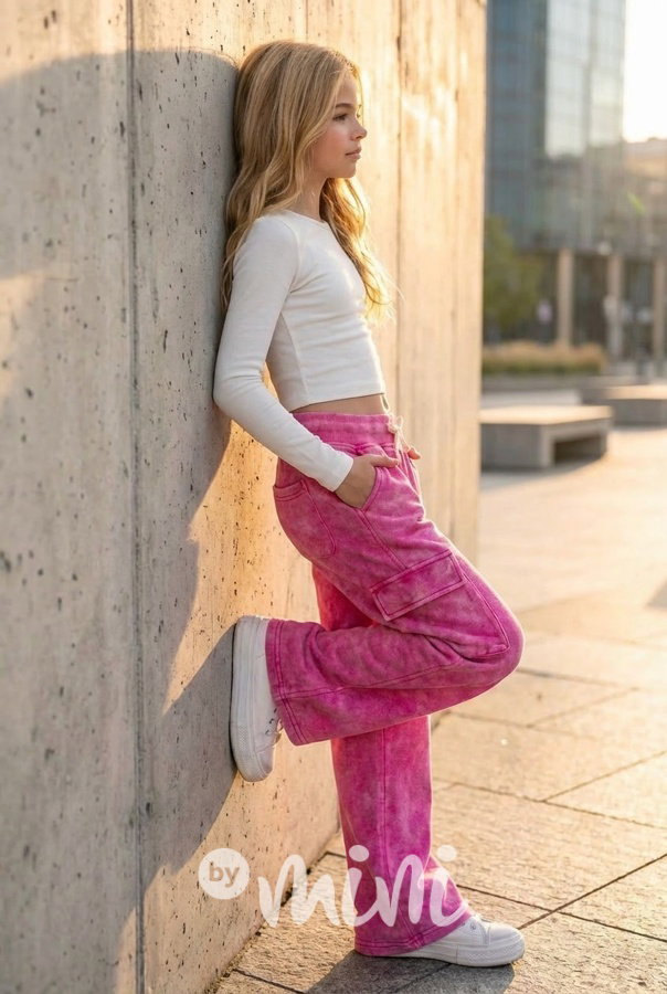 Acid wash pink cargo tepláky