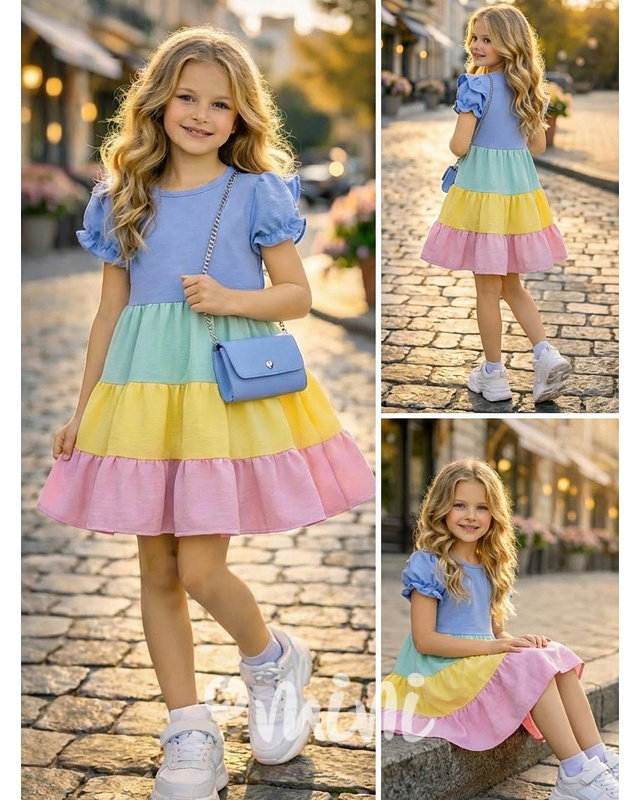 Letní vzdušné šaty Candy s kabelkou rainbow