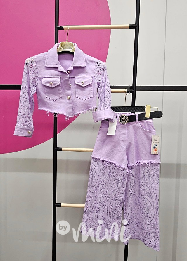 Glam lace denim bunda lila