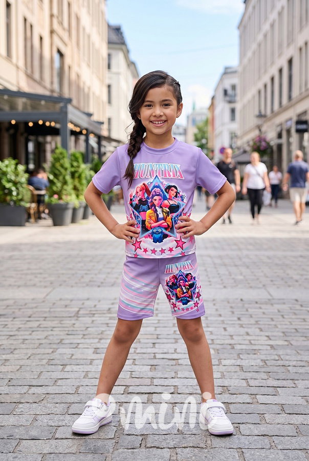 Huntrix letní šortkový set lila