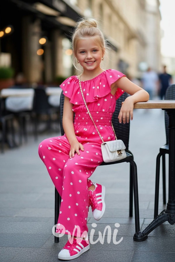 Mini chic overal puntíky FUCHSIA
