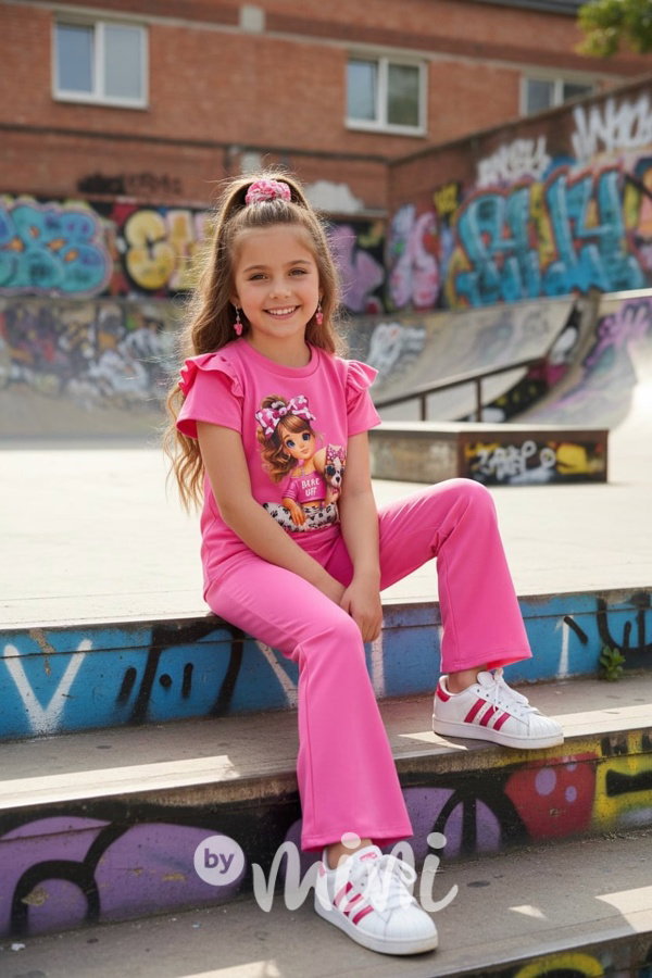 CUTIE blůzka + zvonáče dark pink