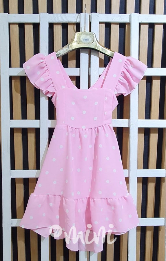 Petit puntíkaté šaty s mašličkou PINK