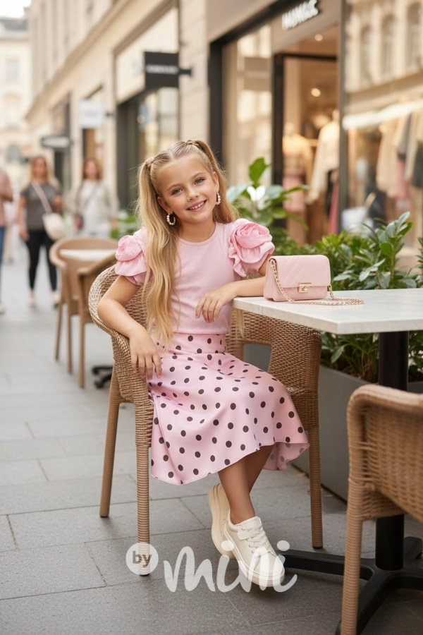 Satin midi sukně pink/black