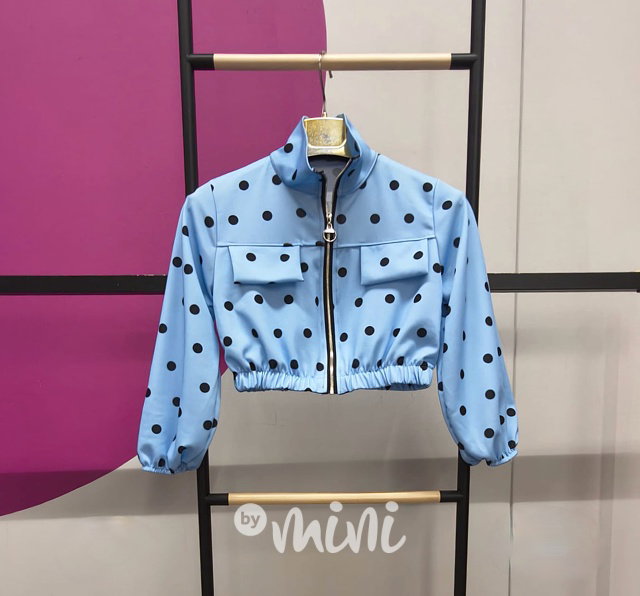 Puntíkatá mikinová bunda blue