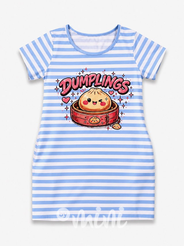 Squishy dumpling tunikové pruhované šaty baby blue