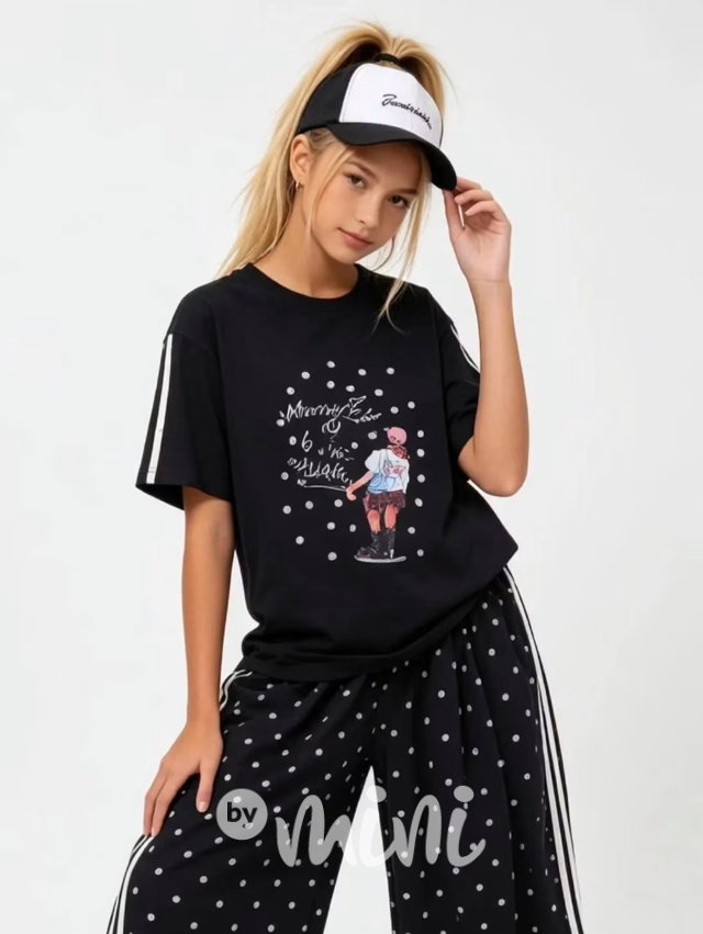 Belle oversize triko s kamínky černé