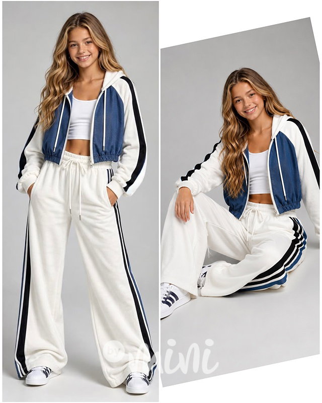 Denim & Velur souprava white